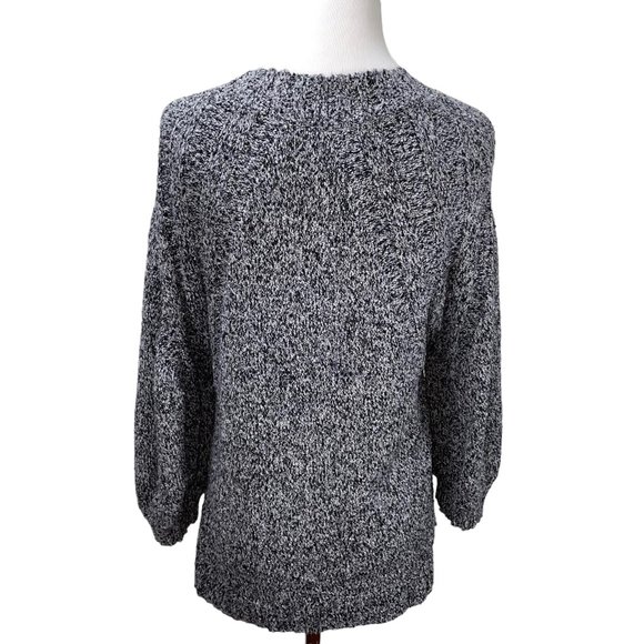 New J. Jill Black White Marled Cotton Blend Cardigan Sweater Lightweight - Picture 7 of 11